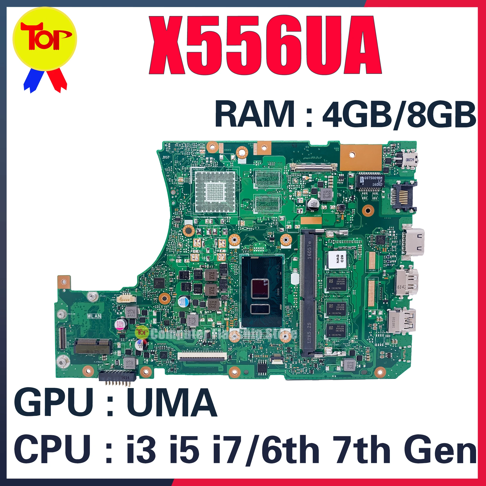 

X556UA Mainboard For ASUS X556U X556UQ X556UF X556UAM X556UJ X556UAK A556U Laptop Motherboard i3 i5 i7 CPU DDR3L/DDR4 4GB/8GB