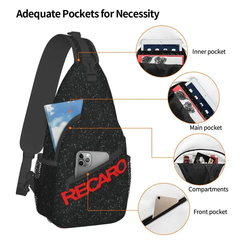 Fashion Recaros Logo Sling Bag for Cycling Camping Men Crossbody Chest Backpack Shoulder Daypack