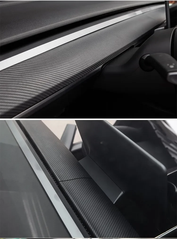 Auto Dashboard Abdeckung Für Tesla Modell 3Y Tür Dash Trim Panel Carbon Fiber ABS Innen Zubehör Aufkleber 2021-2024 Neue – Detail 10