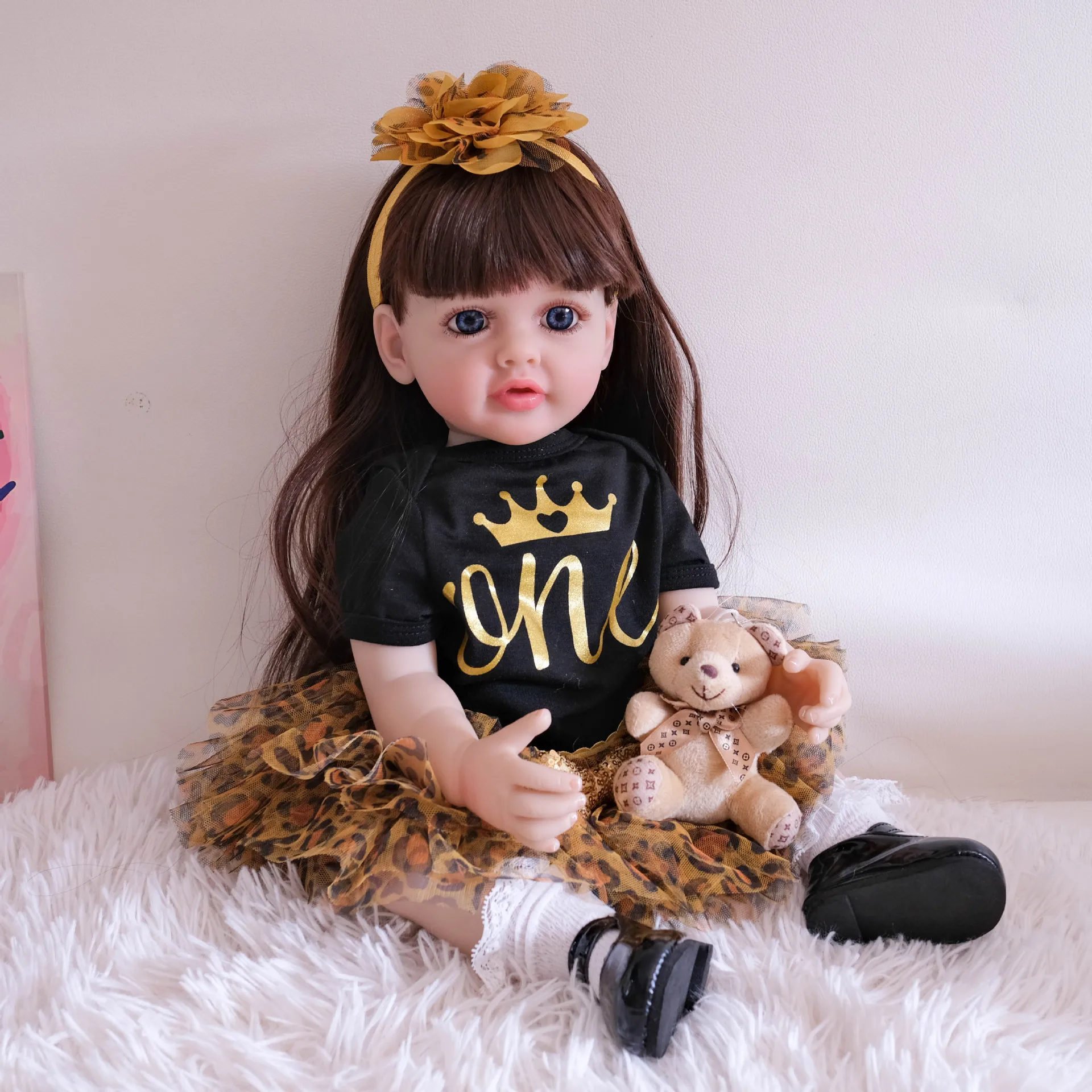 

22inch Full Body Reborn Baby Doll Girl Toddler Princess Lifelike Soft Touch Cuddly Newborn Baby Doll Paly House Toys