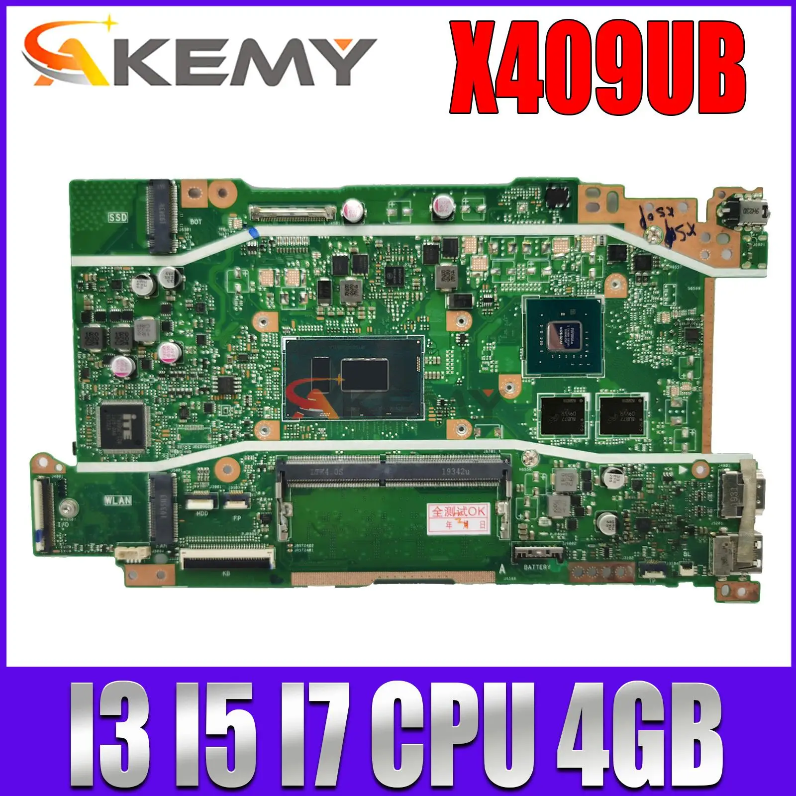 

Mainboard X409UB X409UA X509UA X509UB A409U A509U F409U F509U X409UJ X509UJ Laptop Motherboard 4417U i3 i5 i7 0GB/4GB/8GB