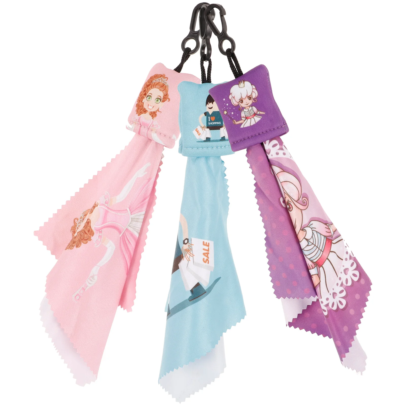 

3 Pcs Little Boy Keychain Glasses Cloth Phone Wipes Fiber Portable Cleaning Cloths