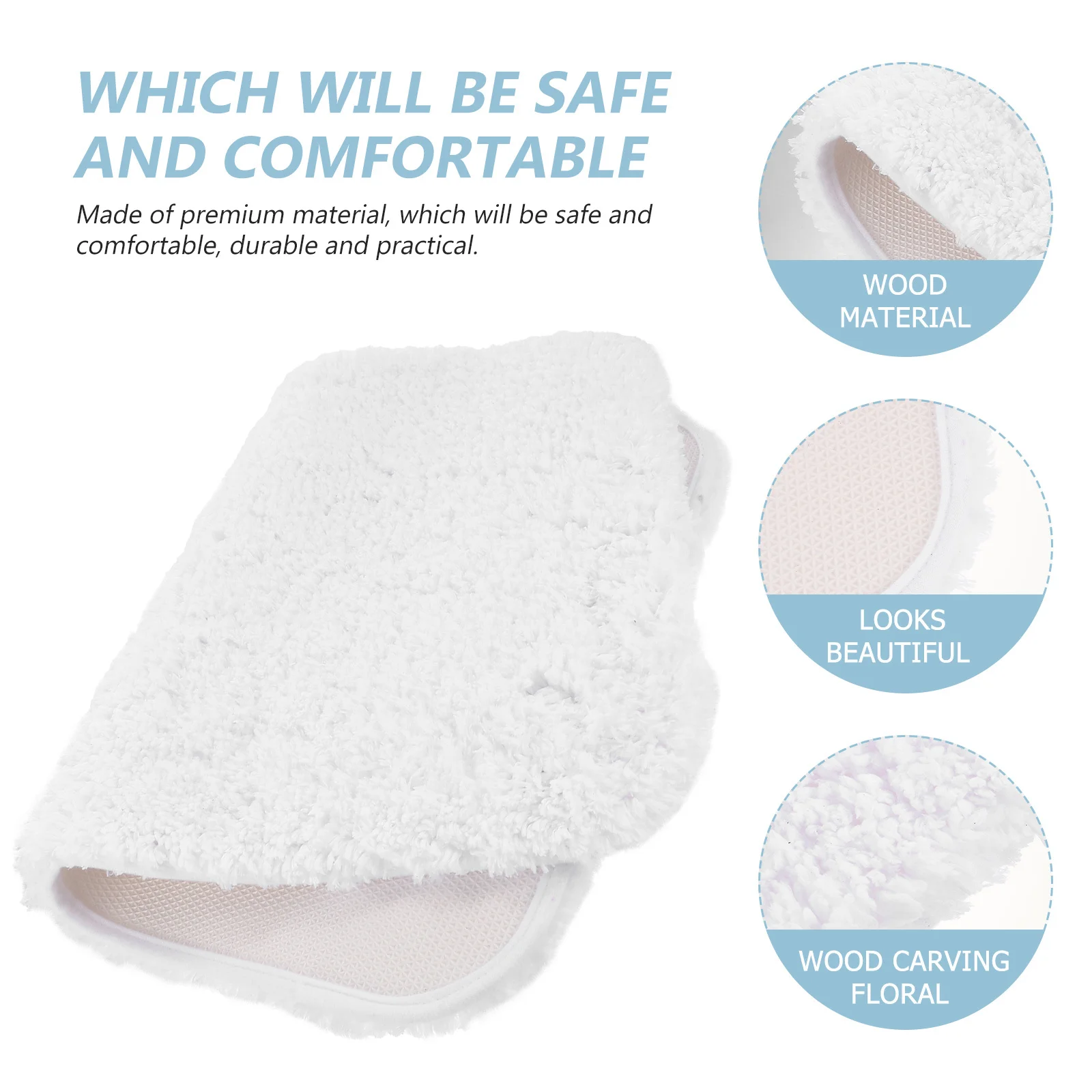 

Bathroom Rug Anti-Skid Ground Mat White Soft Comfortable Absorbent Floor Mat for Bathroom Living Room Bedroom Non-Slip Floor