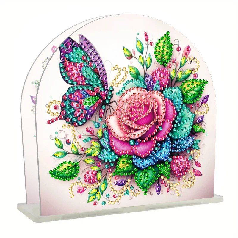 DIY Acrylic Diamond Art Set - Butterfly Flower Pattern | Unique Shaped Diamond Home Decoration | Perfect Choice for Napkin Stand