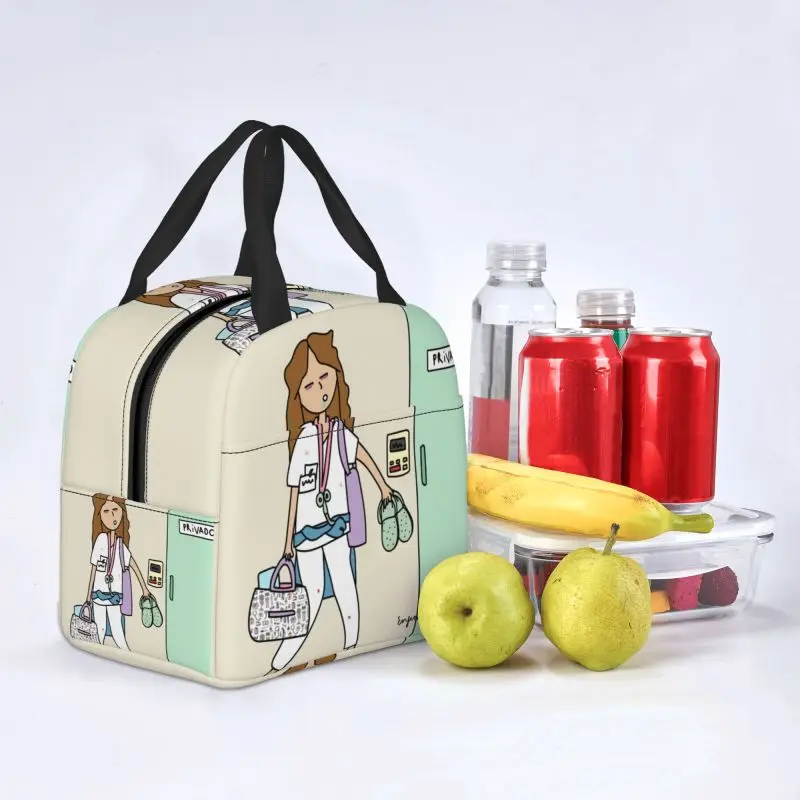 Caixa Bento Isolada Personalizada para Mulheres e Crianças, Saco de Almoço Impermeável, Refrigerador Térmico, Tote de Alimentos, Médico e