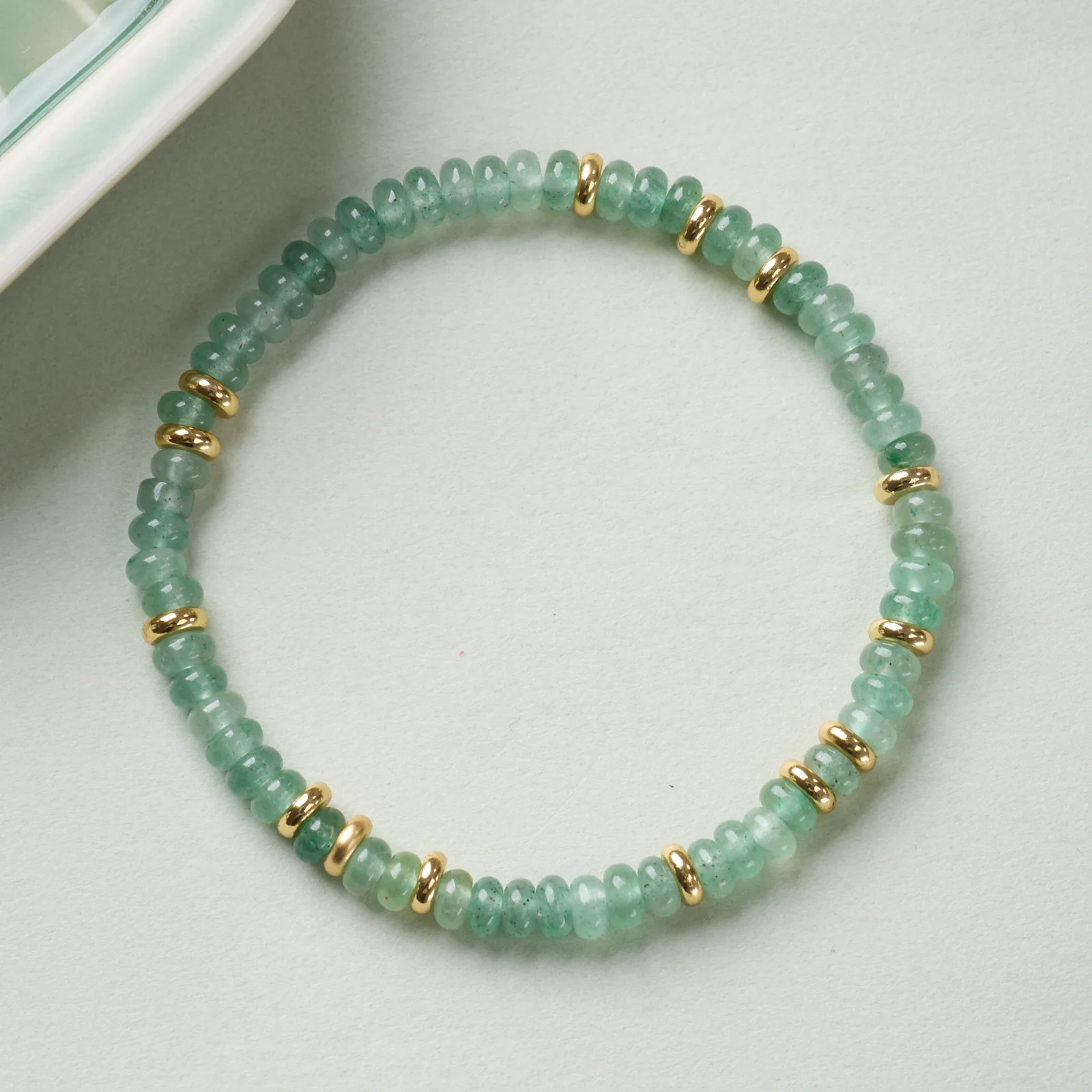 

Natural Green Aventurine Abacus Bead Bracelet Women Luck Prosperity Healing Crystal Chakra Jewelry Gold Accent Beaded Bracelets