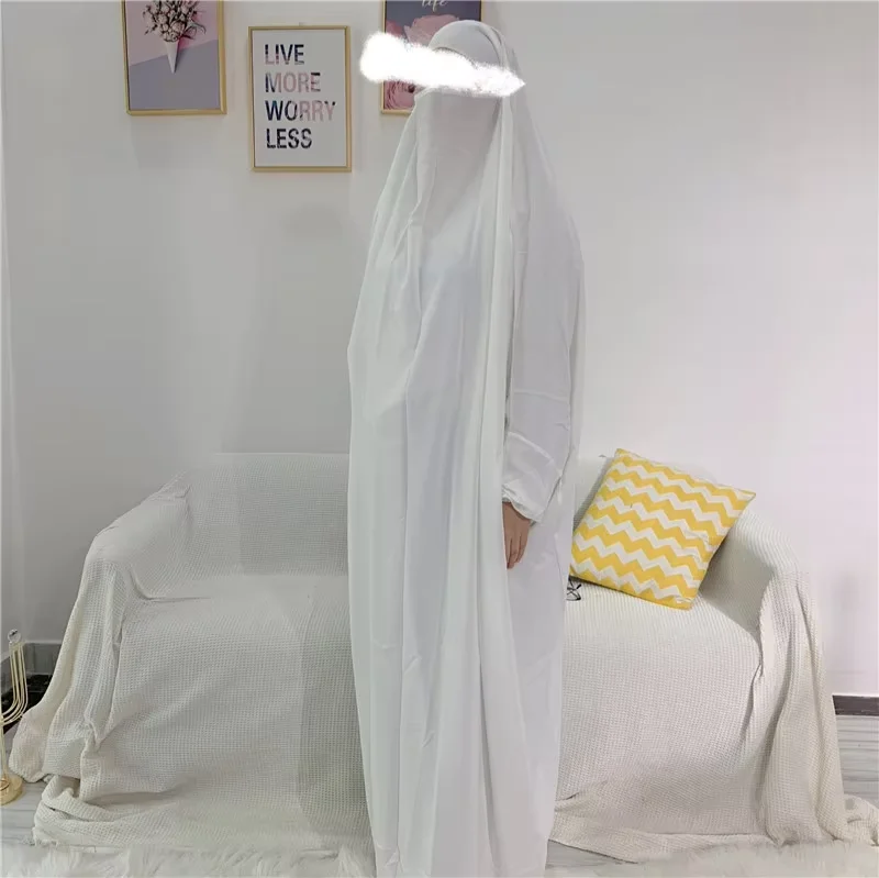 Eid Muslim Women Robe One Piece Prayer Dress Hooded Abaya Islam Clothes Overhead Dubai Saudi Turkish Jalabiya Ramadan Djellaba