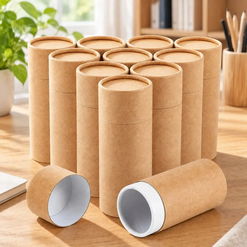 10-Pack 100ml Kraft Paper Round Storage Tubes, Perfect for Tea, Coffee, Cosmetics, Pencils, and Craft Projects
