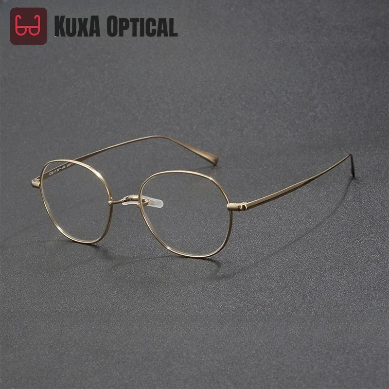 

KUXA Модельер Девушка Оправа Для Очков Чистый Титан Женщины Мужчины Очки Супер Качество Оптические Gafas Круглые Ретро Очки