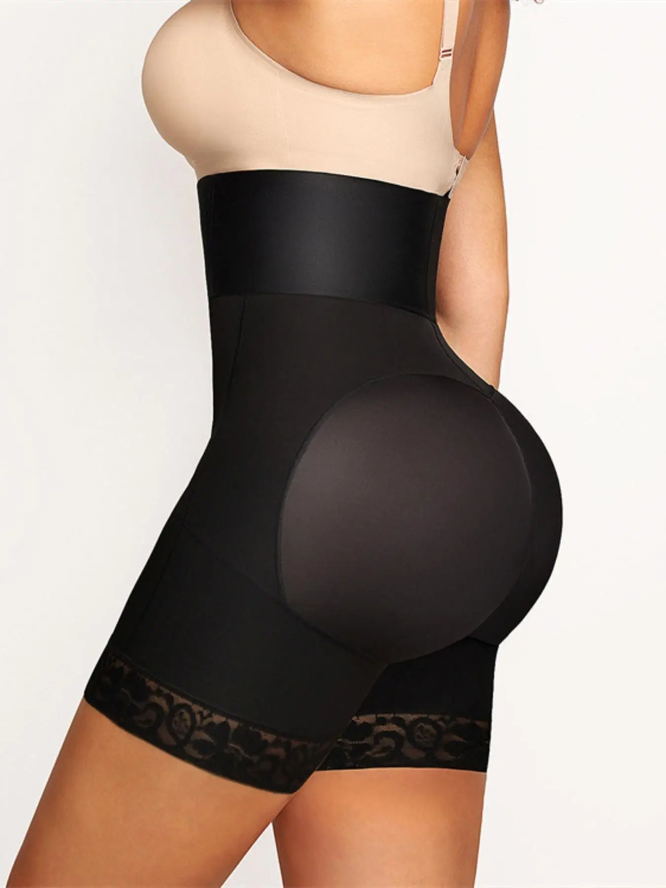 Three rows of buttons one-piece body shaping belly lifting hip trousers large size Europe and the United States crotch zip high-