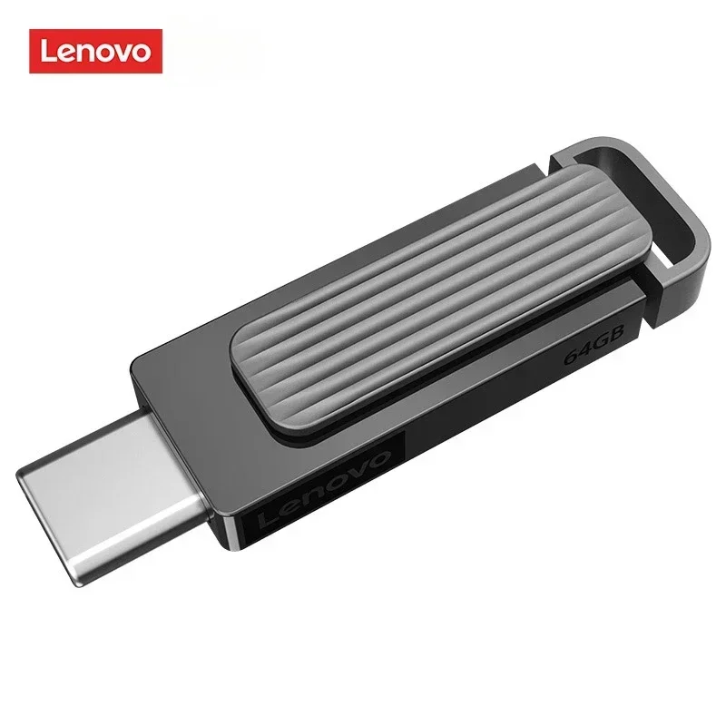 Lenovo 32GB Type-C USB3.2 Mobile USB Flash Drive X3C Max Black Dual-interface Rotary High-speed Read/write USB Flash Drive