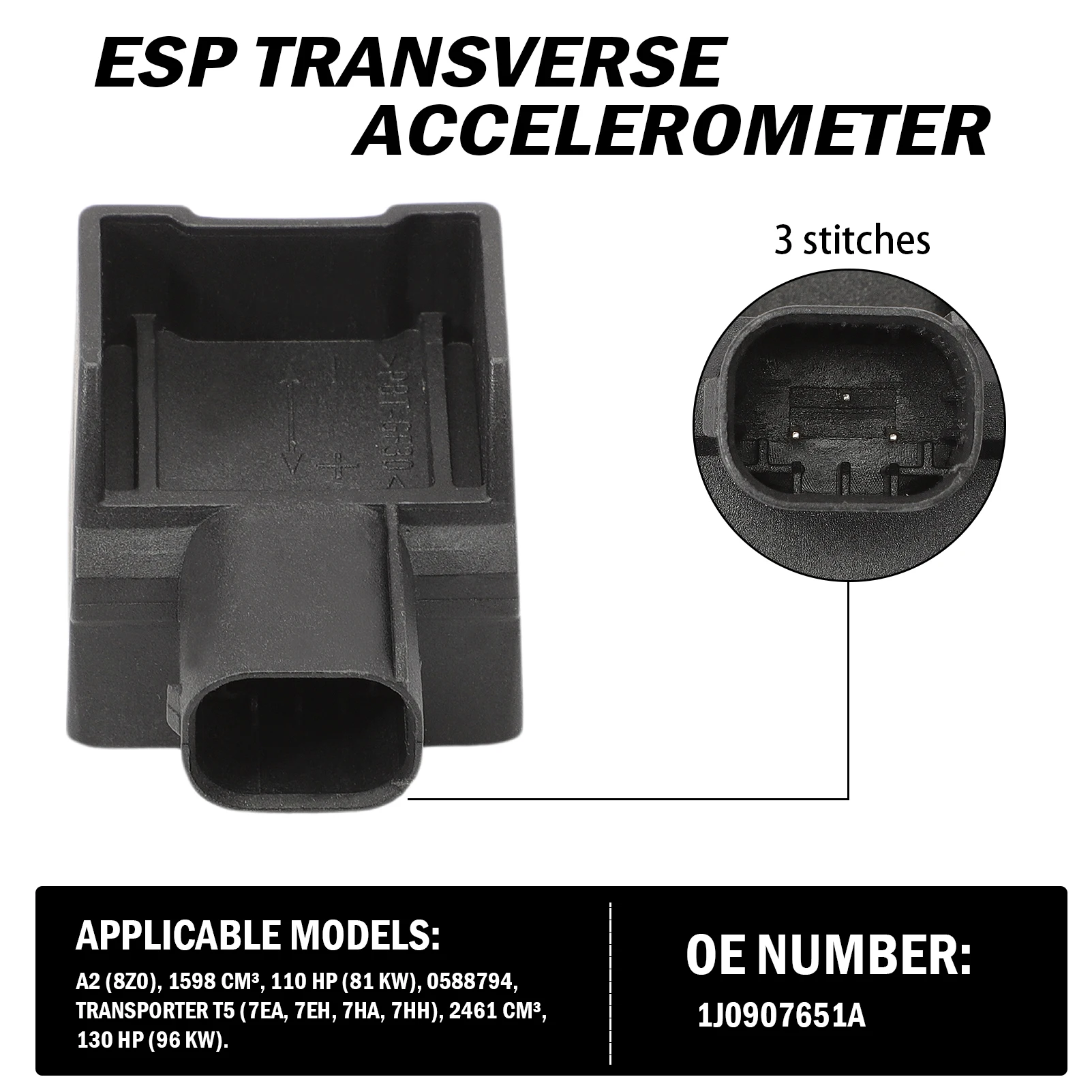 ESP-Sensor 1J0907651A für A2 A3 TT Golf 4 Polo Transporter T5 Seat Leon ersetzt OE # 1J1907639