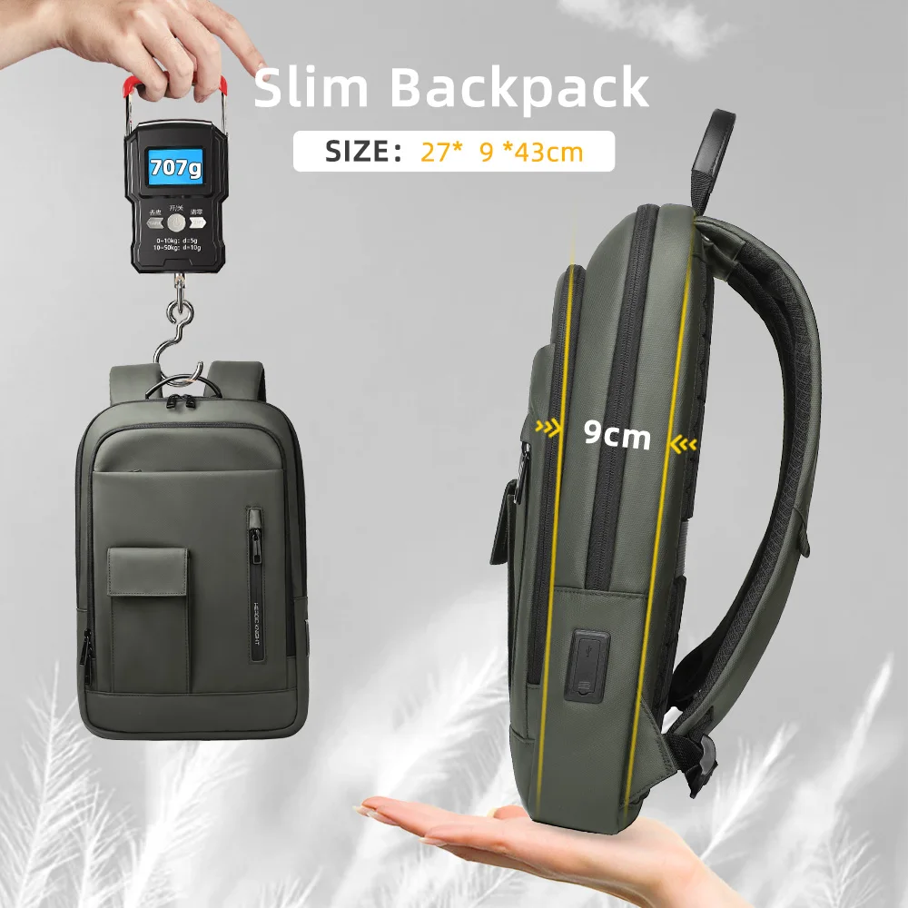 HK سليم حقيبة ظهر للأعمال مقاوم للماء 15.6 ''حقيبة كمبيوتر محمول متعددة الوظائف حقيبة مدرسية السفر العمل على ظهره مع منفذ USB حقيبة الظهر اليومية #3