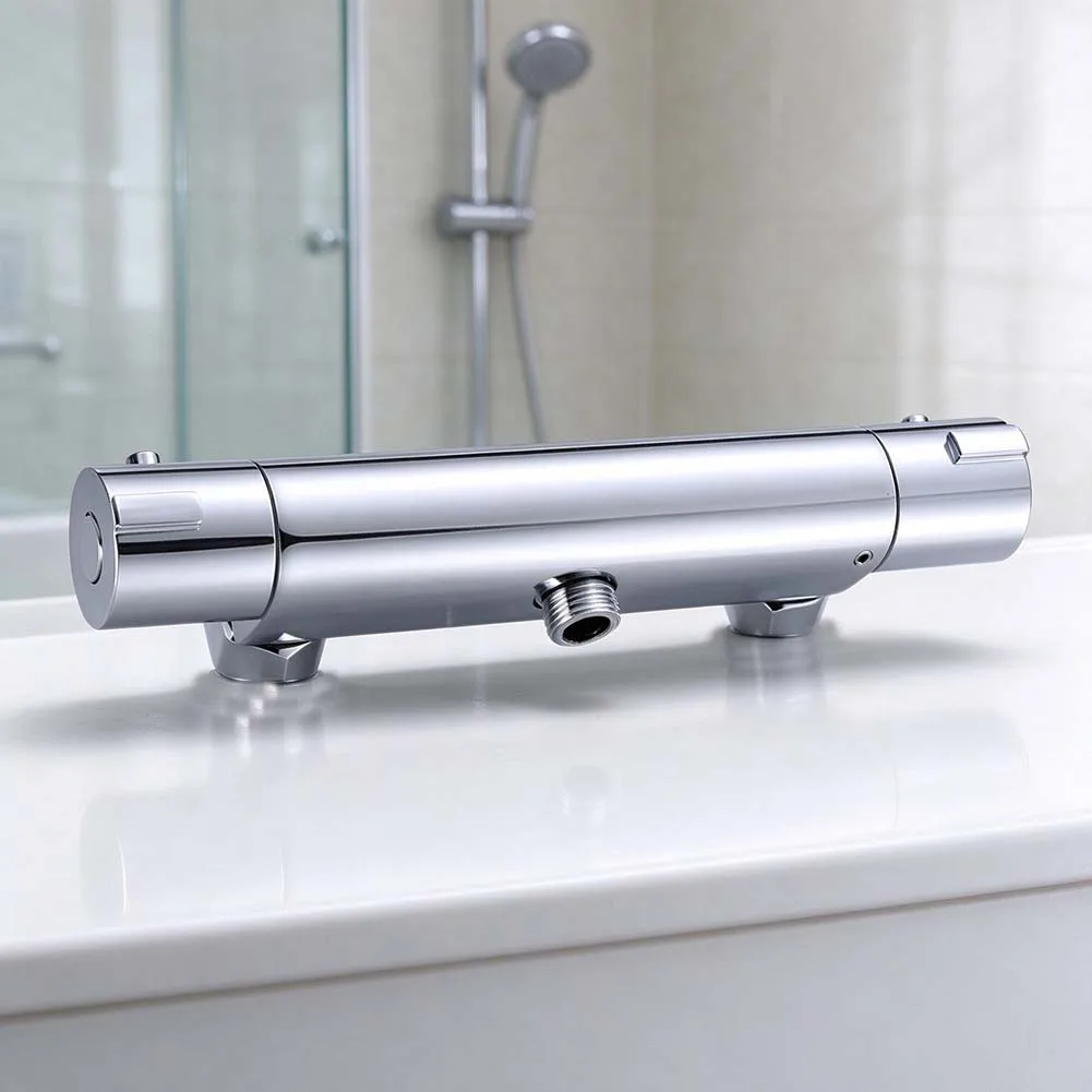 Wall Install Thermostatic Shower Valve for Body in Solid Brass with Electroplating and Left Hot Right Cold Inlet Setup