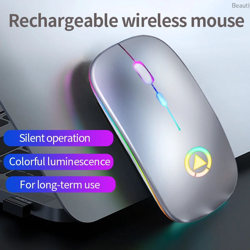 Перезаряжаемая беспроводная мышь 2,4 ГГц, компьютерная мышь с приемником для ПК, ноутбука Macbook