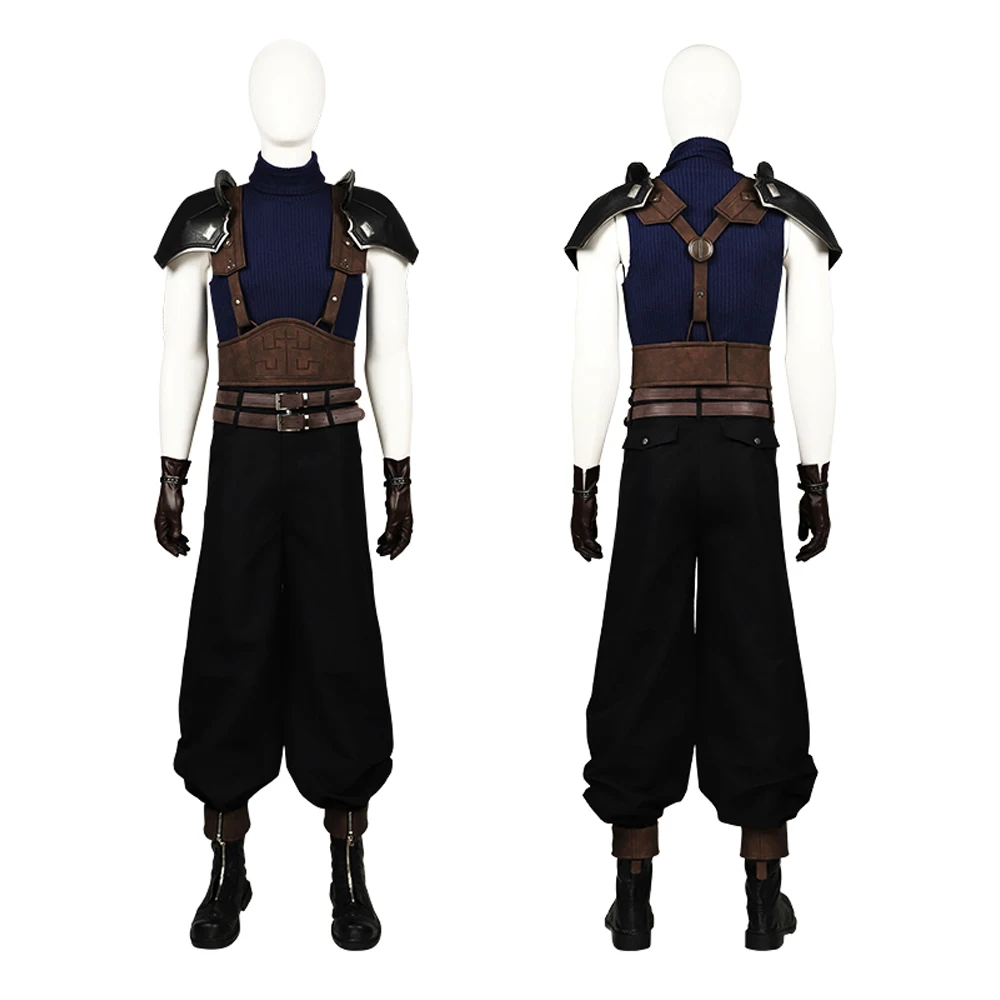 Game Final Fantasy VII Cosplay Zack Fair Costume Men's Top Pants Shoes Set Mens Battle Armor Suit Halloween Carnival Outfit