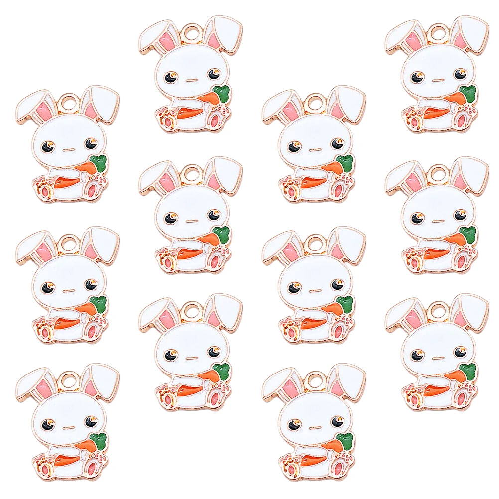 

20 Pcs Jewelry Charms Necklace Charm Bunny Pendant Making Necklace Beads Diy Accessories Easter Enamel Jewelry Parts