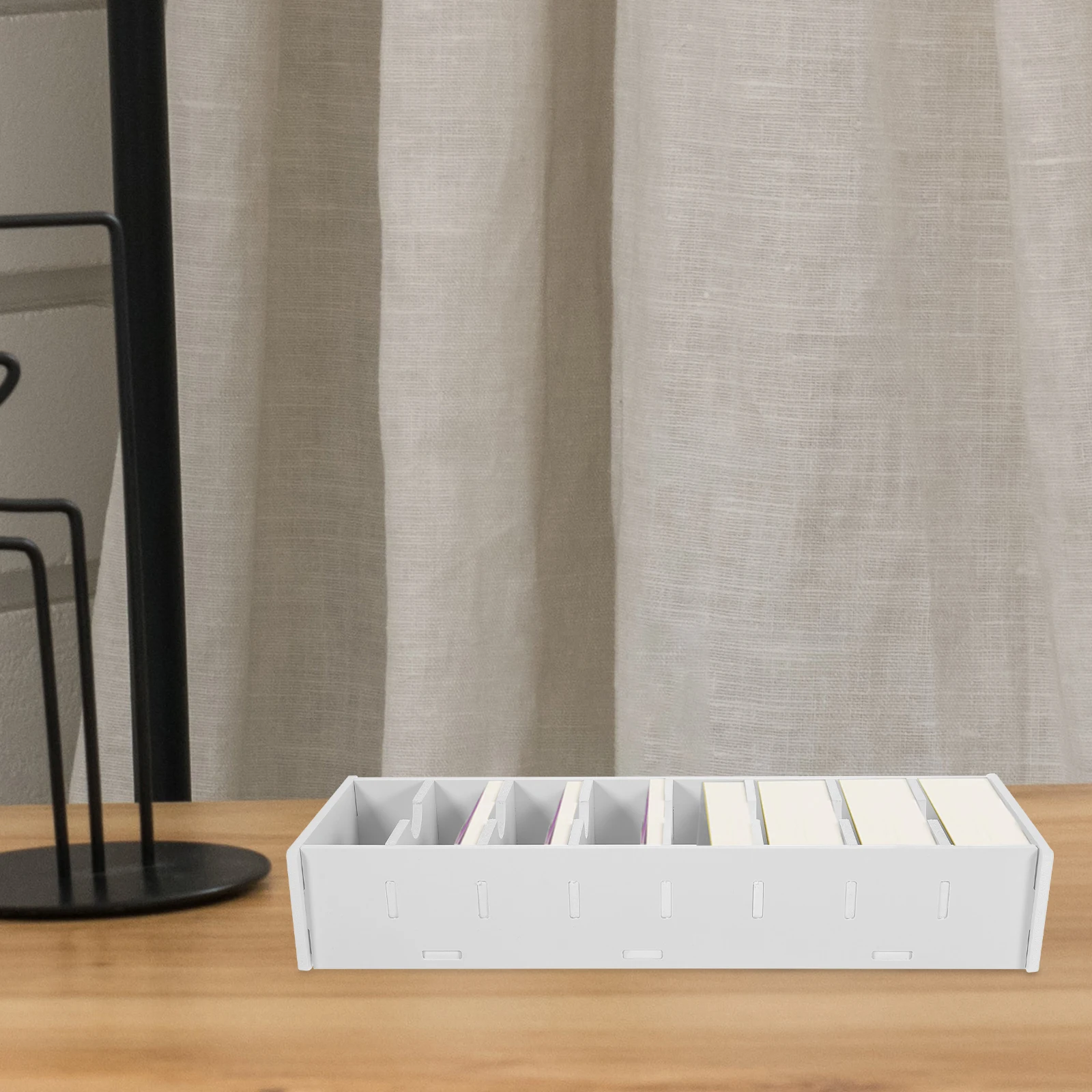 Sturdy Business Card Holder Stand Box Premium Material Office ganizer ID Display Storage Case Small Compact Multilayer White