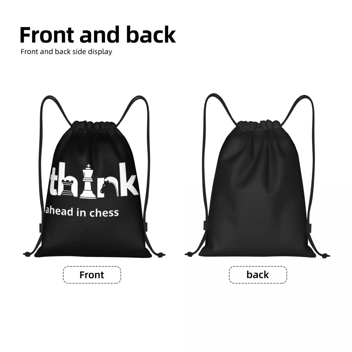 Think Ahead In Chess Drawstring Bag Women Men Portable Gym Sports Sackpack Funny Training Storage Backpacks