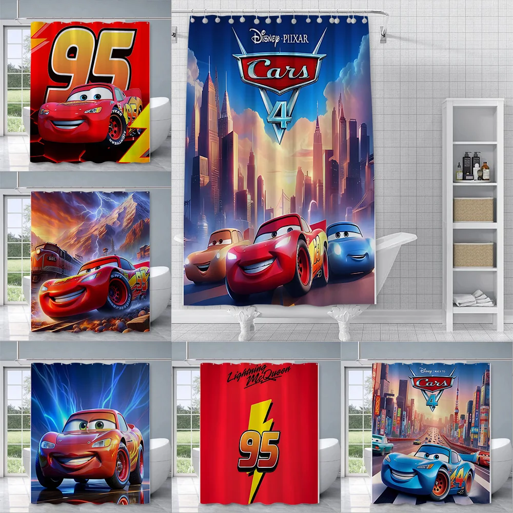 

Lightning McQueens Shower Curtain Waterproof Polyester Fabric Paint Colorful Bath Curtains Home Bathroom Decor Curtain With Hook