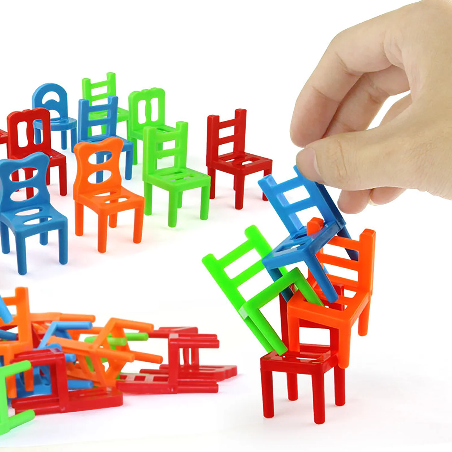 48PCS Stacking Chairs Toy, Educational Building Blocks Stacking Chairs Toys, Parent-Child Interactive Stress Reduction Toys