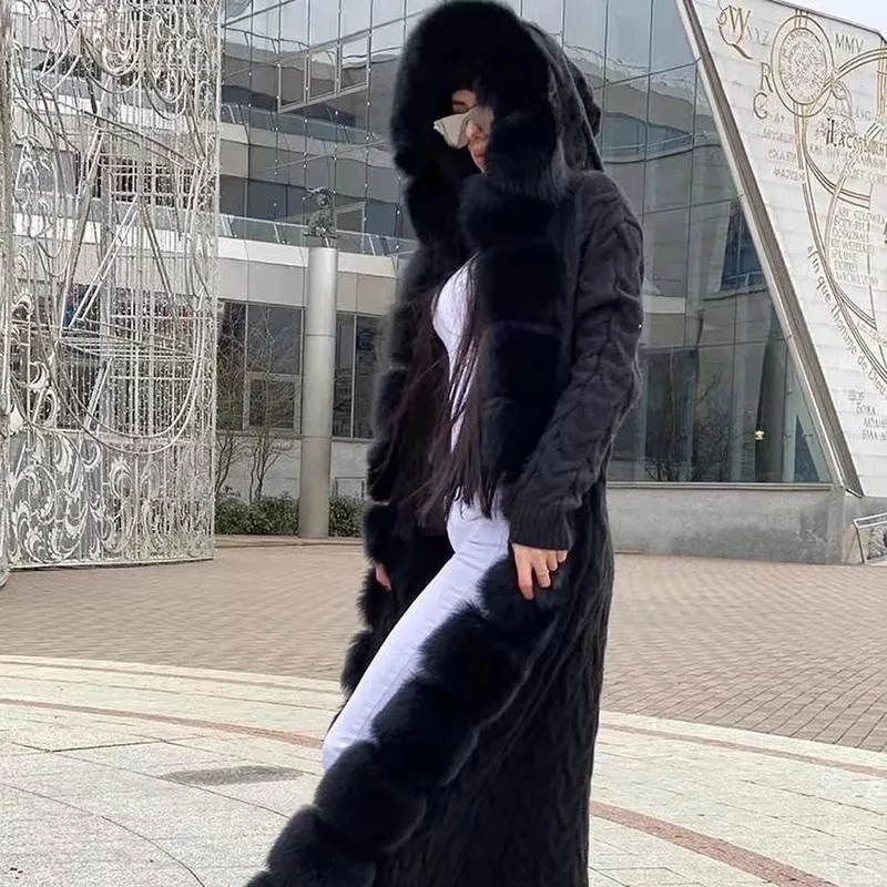 Women Real Fox Fur Cardigan Fox Fur Sweater Natural Fur Sweater