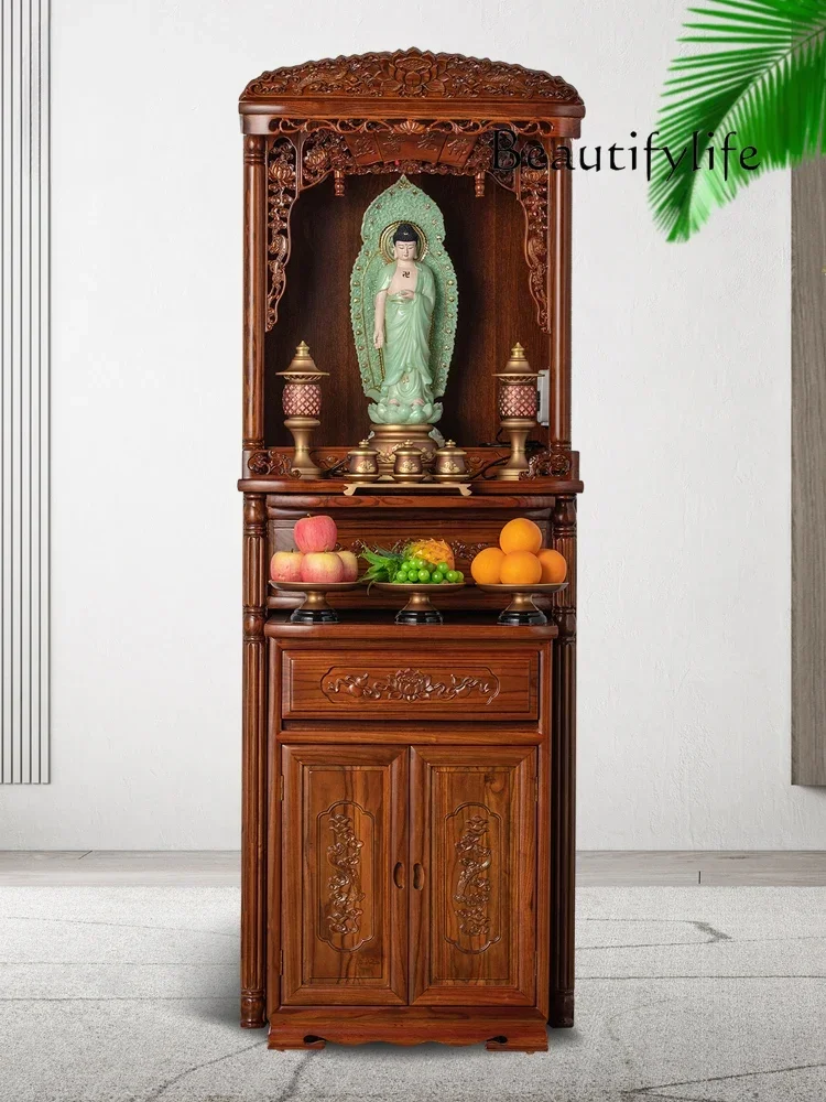 Avalokitesvara Cabinet Solid Wood Household Carved Set Cabinet Buddha Niche Clothes Closet