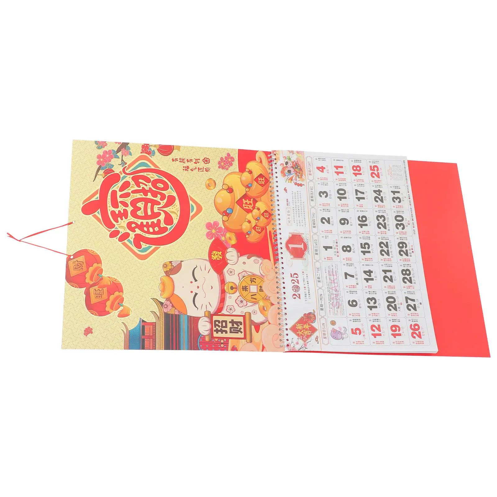 

2025 Gold Foil Chinese Paper Calendar Lunar Traditional Wall Hanging Year of Snake New Year Decoration Lunar Calendar