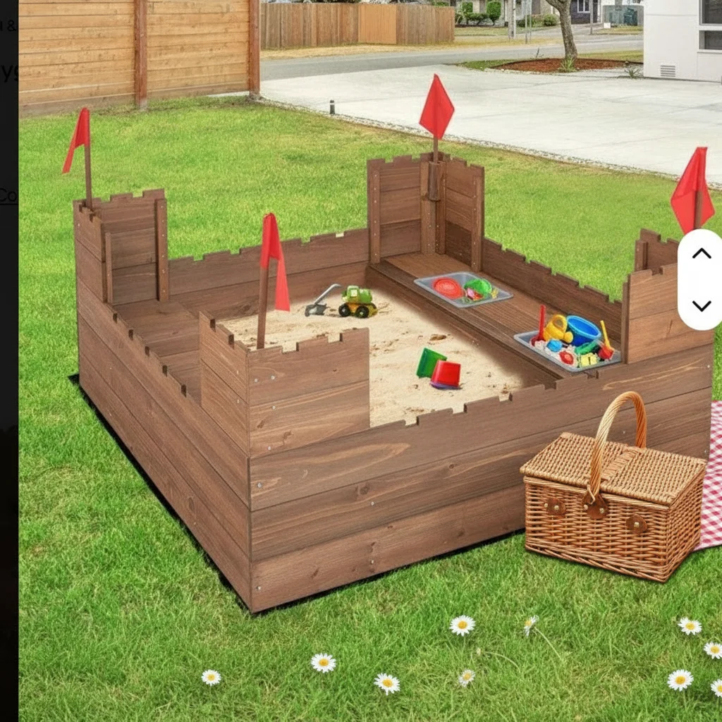 Customized Outdoor Playground Square Wooden Sand Pit for Boys-Children's 8-13 Years YongJian Brand Model
