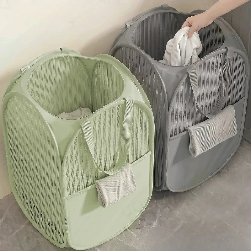 Mesh Washing Laundry Baskets Foldable Bag Kids Baby Toys Baskets Storage Decoration Slim Canasto Ropa Sucia Household Items