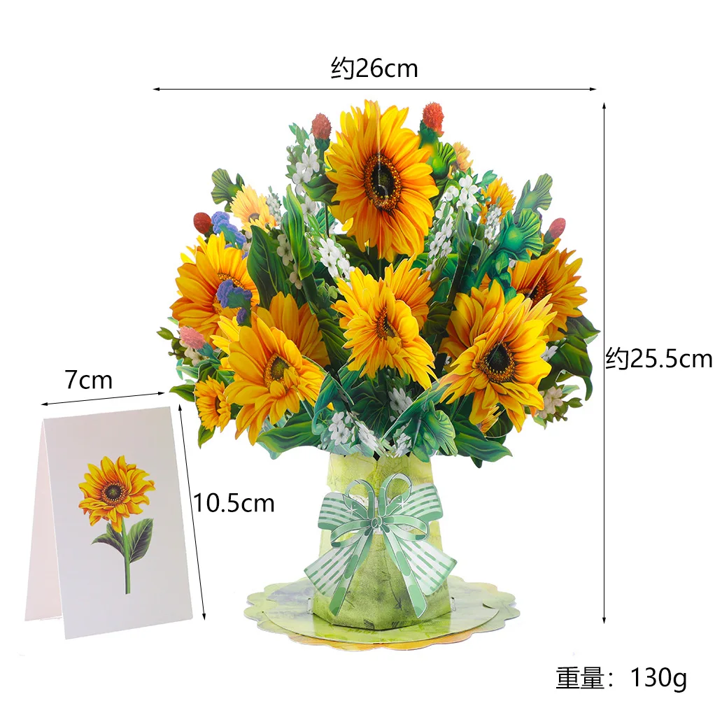 Pop-Up Flower Card Flora 3D Greeting Card for Birthday Mothers Father's Day Graduation Wedding Anniversary Get Well Sympathy 6