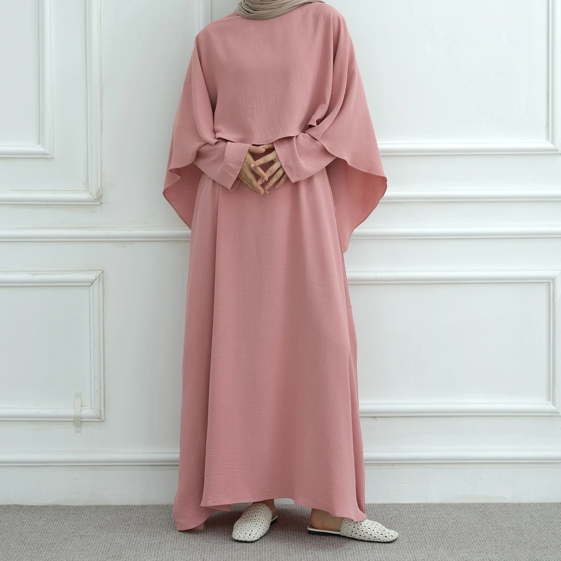 

Ид Джеллаба Мусульманский женский комплект из 2 предметов Дубай Абая Плащ Топы Длинное платье Ислам Джалабия Кафтан Турция Халат Мустulmane Ensembles