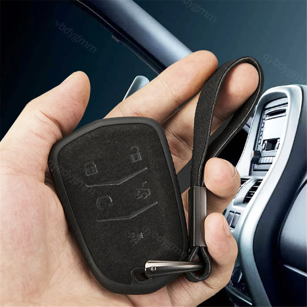 

Suede Leather TPU Remote Key Fob Case Cover Shell Holder Keychain Ring For Cadillac XTS XT4 XT5 XT6 ATSL ATS CT6 Accessories