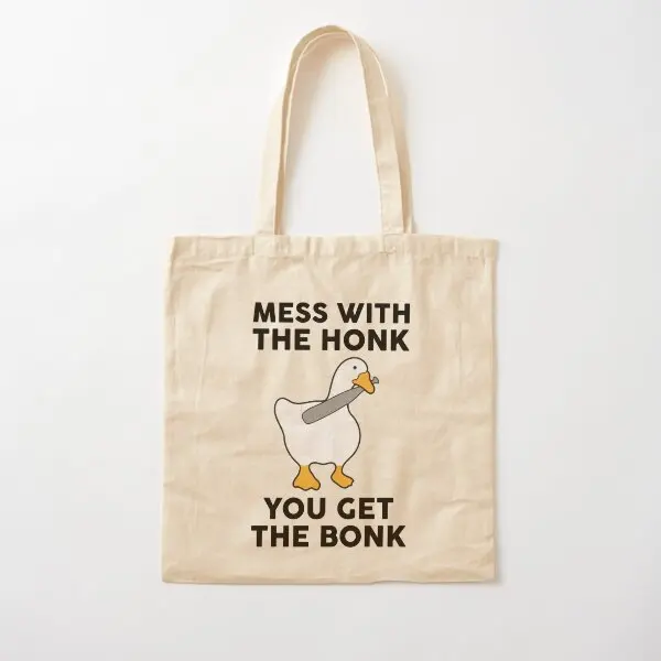 Mess With The Honk You Get The Bonk Funn  Canvas Bag Reusable Grocery Fashion Shoulder Bag Women Designer Foldable Fabric