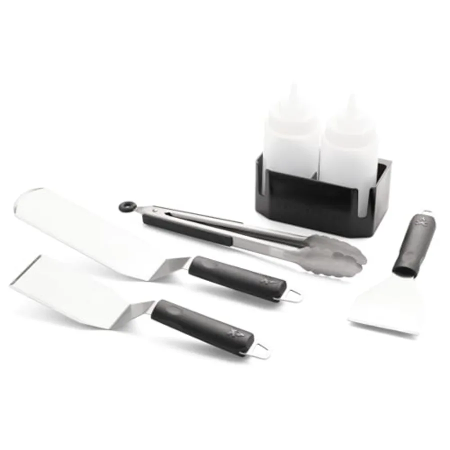 

Griddle Essentials Kit - Flat-Top Griddle Accessories Include 2 Grill Spatulas Grilling Tongs Grill Scraper 2 Squeeze Bottles M