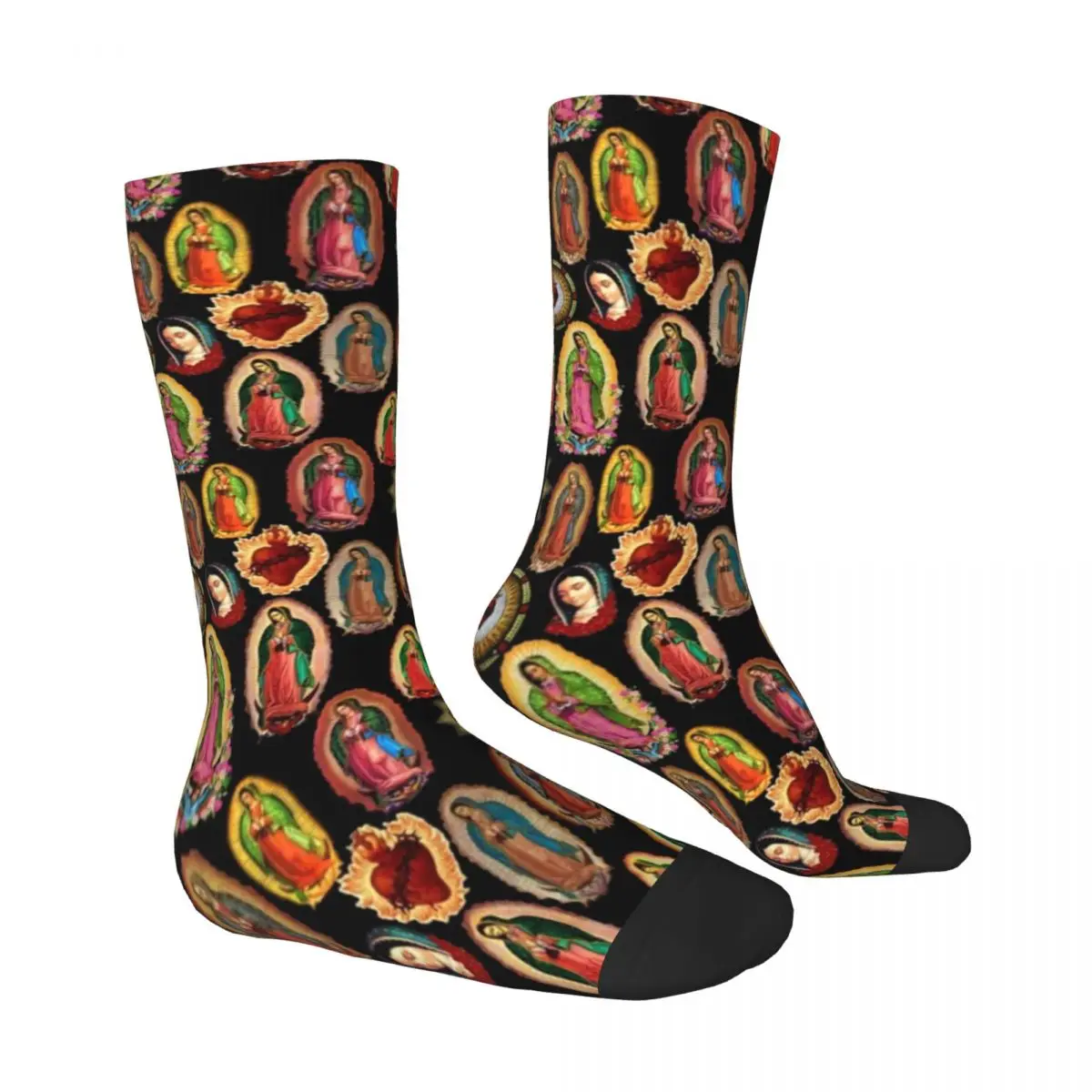 Virgin Mary Print Socks Spring Our Lady of Guadalupe Stockings Vintage Unisex Medium Soft Socks Skateboard Anti Skid Socks