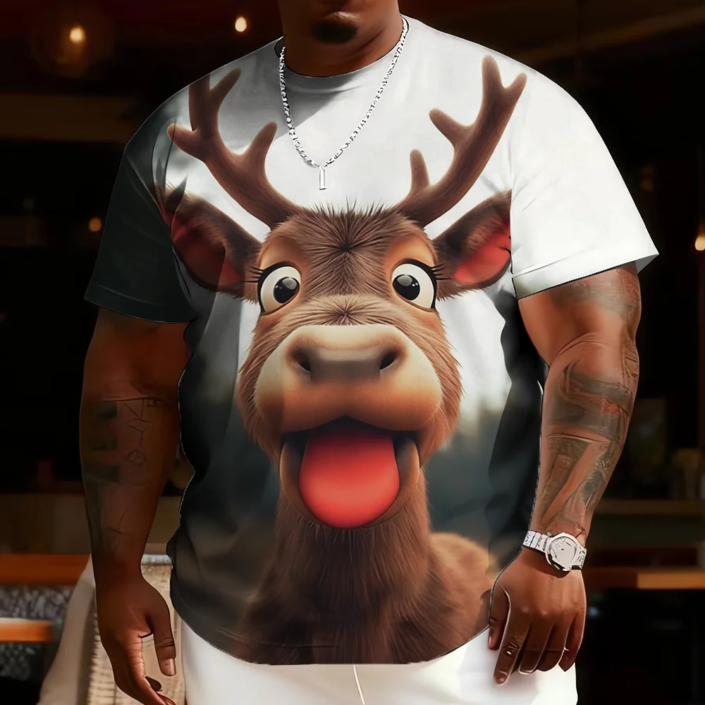 

S-9xl plus size Big & Tall Short Sleeve (Christmas Element) -Stylish Red-Green Hues, Lightweight, Fits Guys for All-Day Comfort