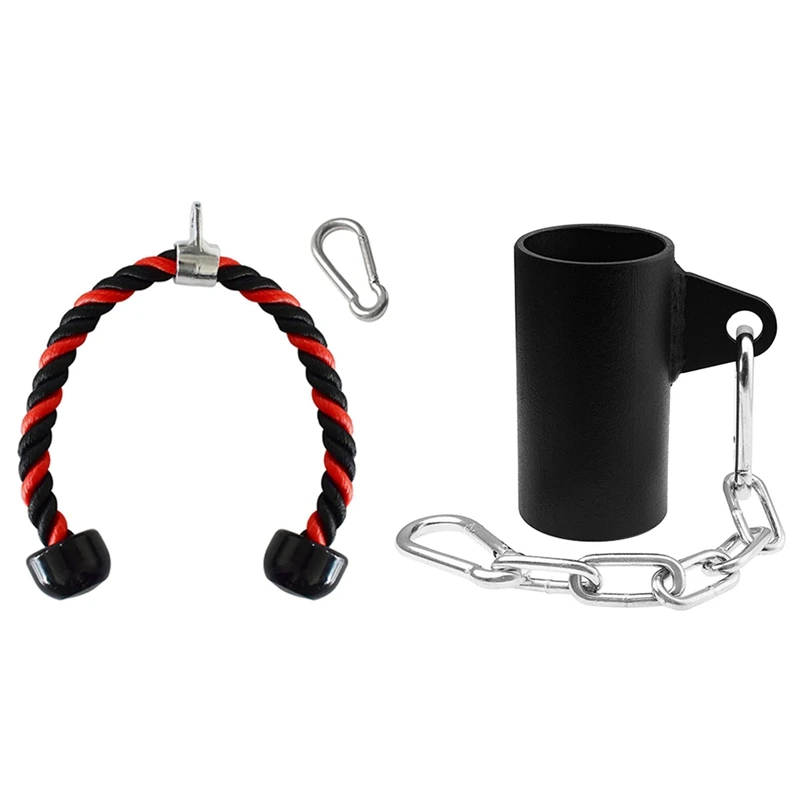 

Heavy Duty Triceps Pull Down Rope Pulley Cable Attachment Handles & T-Bar Row Platform Landmine Eyelet Attachment