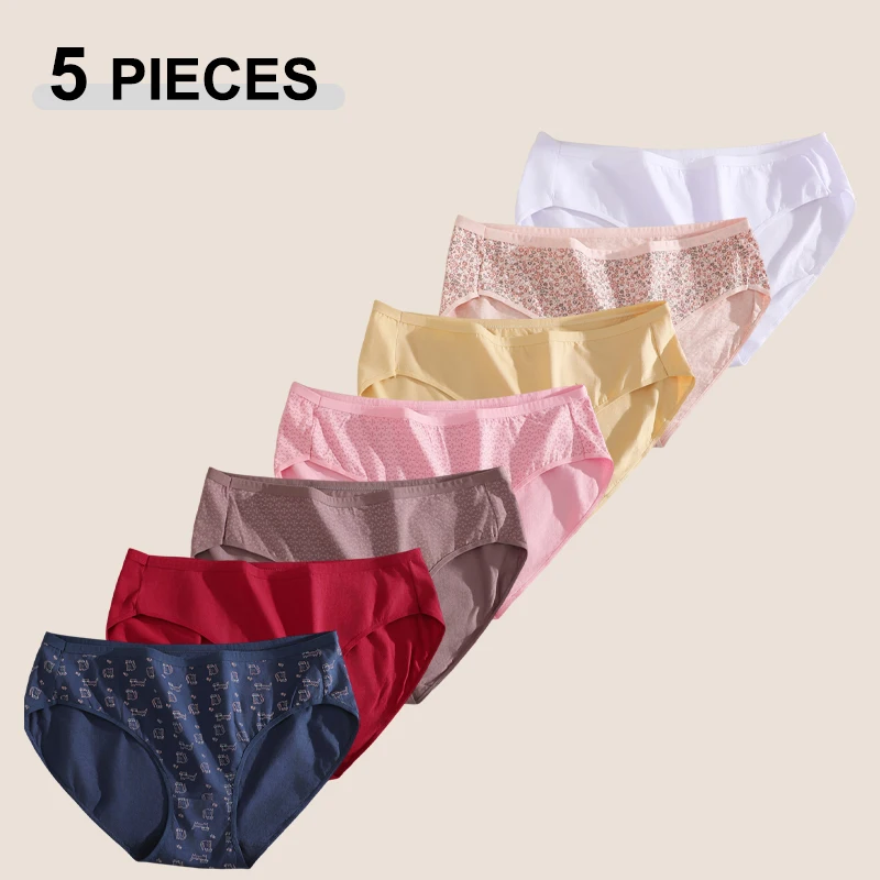 5 Teile/satz Nahtlose Baumwolle Plus Größe Stoff Unterwäsche Für Frauen Nette Druck Atmungsaktive Höschen Weibliche Sexy Gemütliche Dessous XL-4XL