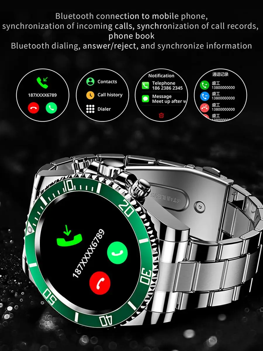 2023 Smart Watch For Men Business Clock Steel Belt Smartwatch Bluetooth Call Heart Rate Fitness Waterproof Sports Watches AW12