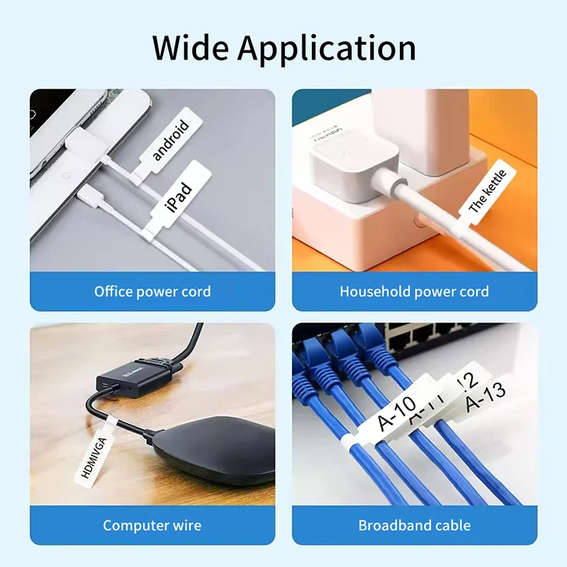 100/300 قطعة تسميات الكابلات ملصقات ذاتية اللصق دائم لفة سلك شبكة تصنيف ورق التسمية الحرارية للطابعة المحمولة