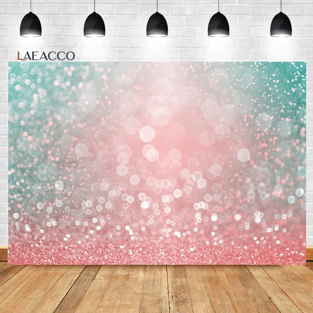 

Laeacco Fantasy Light Bokeh Background Teal Pink Spots Sparkle Dots Stage Decor Baby Kids Birthday Portrait Photography Backdrop