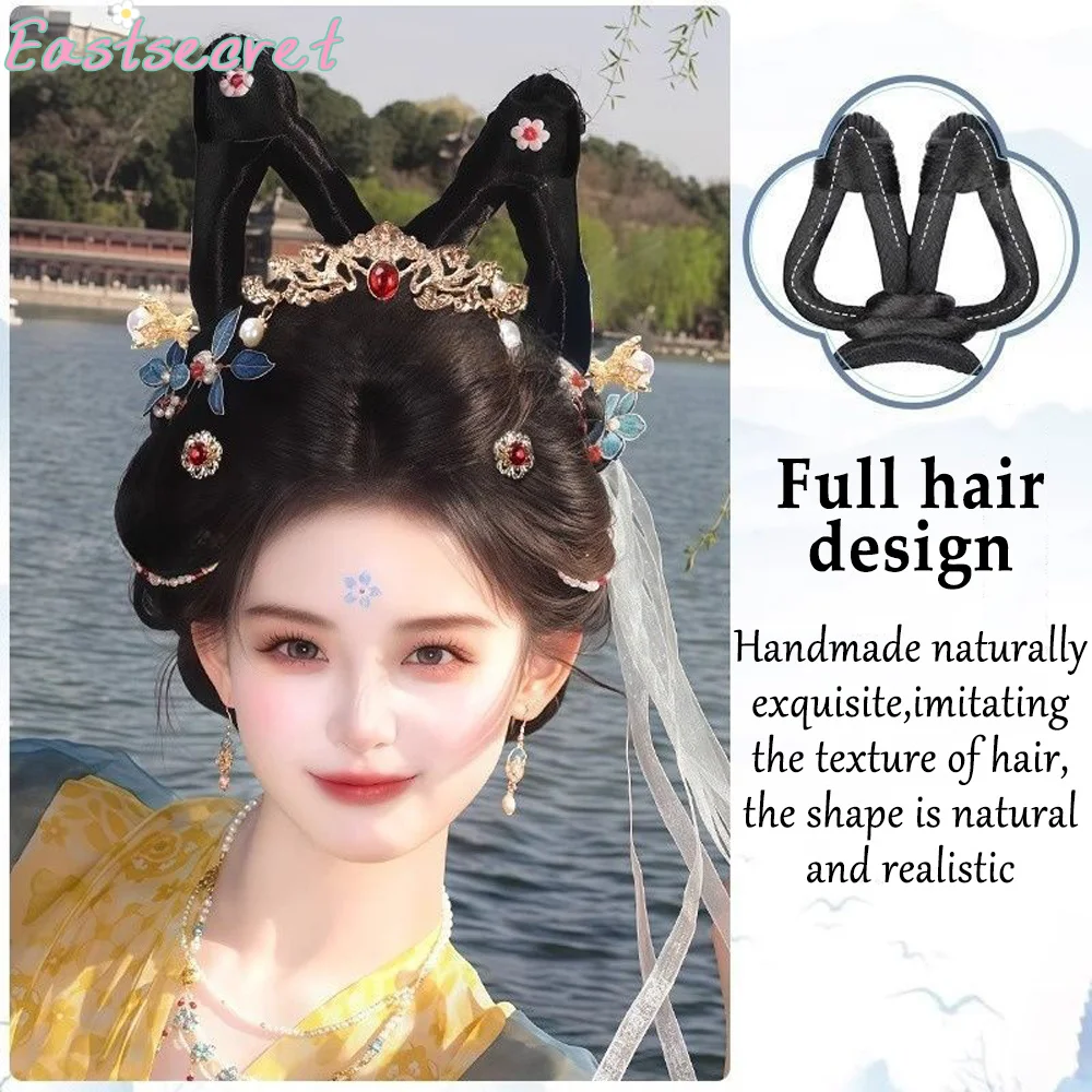 

EAST Синтетический парик в стиле китайского созвездия, длинный прямой винтажный парик, косплей, парик для моделирования ханьфу, древний стиль, модельная сумка, прическа