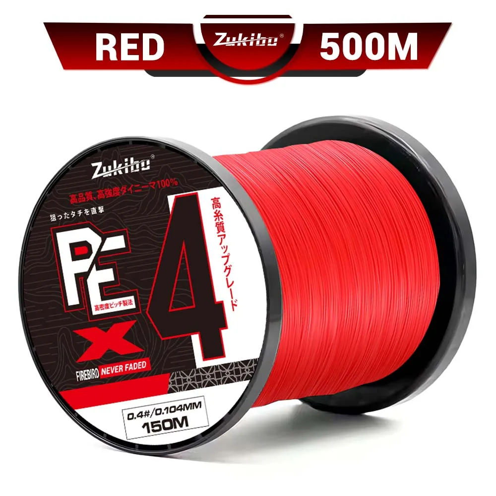 ZUKIBO Firebird Never Faded 4-Strang Geflochtene Angelschnur Japanische Hochqualitäts-4x-Multifilament-PE-Schnur Weiche Dünne Salzwasserschnur