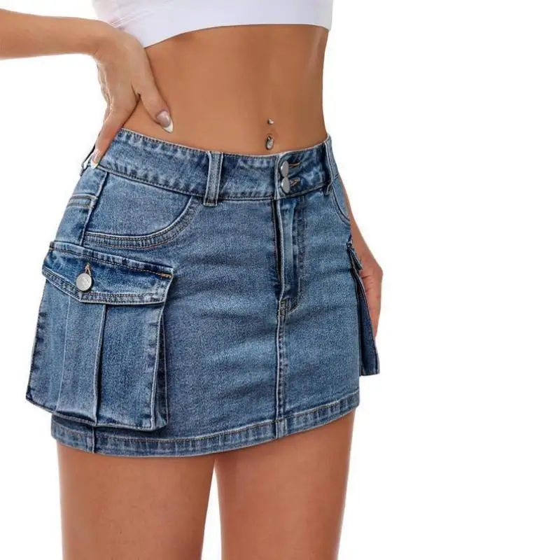 

Low-Waist Denim Workwear Skirt for Women New Sle Cross-Border ort Skirt with Button Casual Sport Suit Autumn Season ...