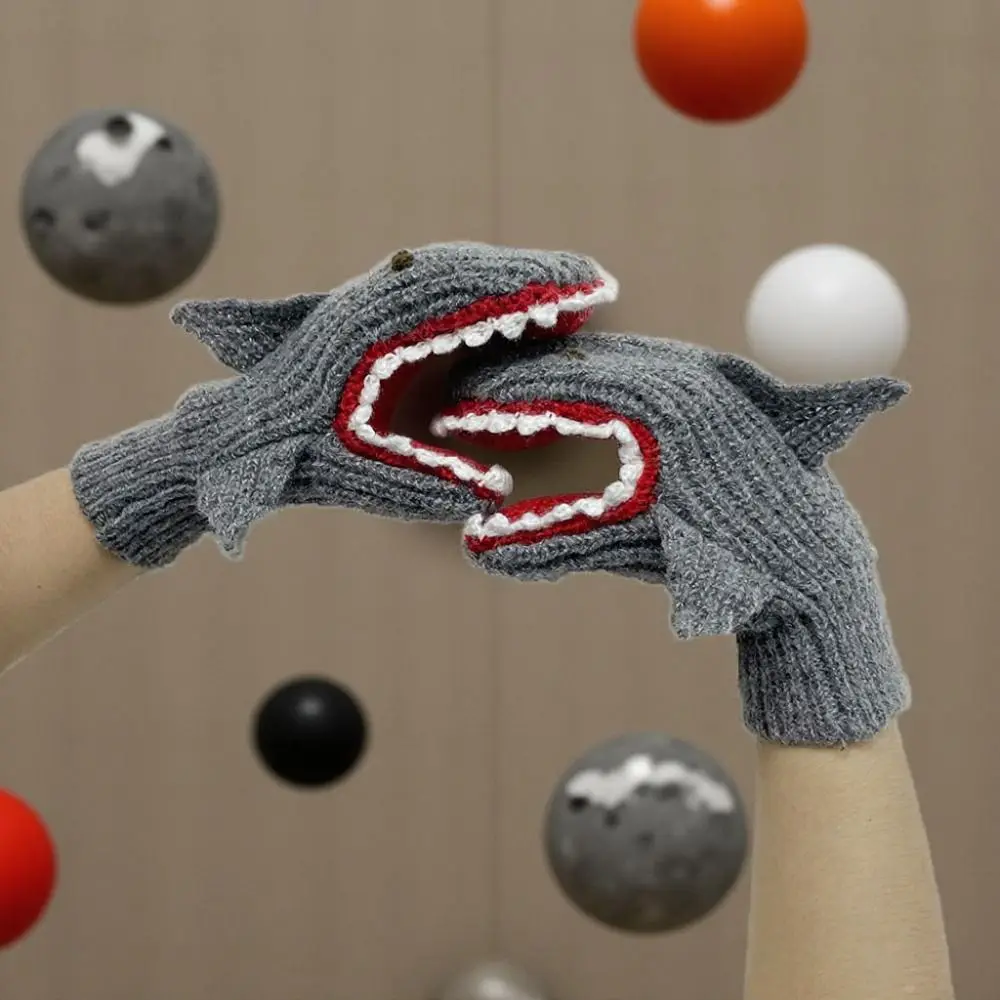 

Забавные мягкие толстые вязаные перчатки с изображением акулы, высокоэластичные теплые перчатки с героями мультфильмов, морозостойкие велосипедные перчатки, осень-зима