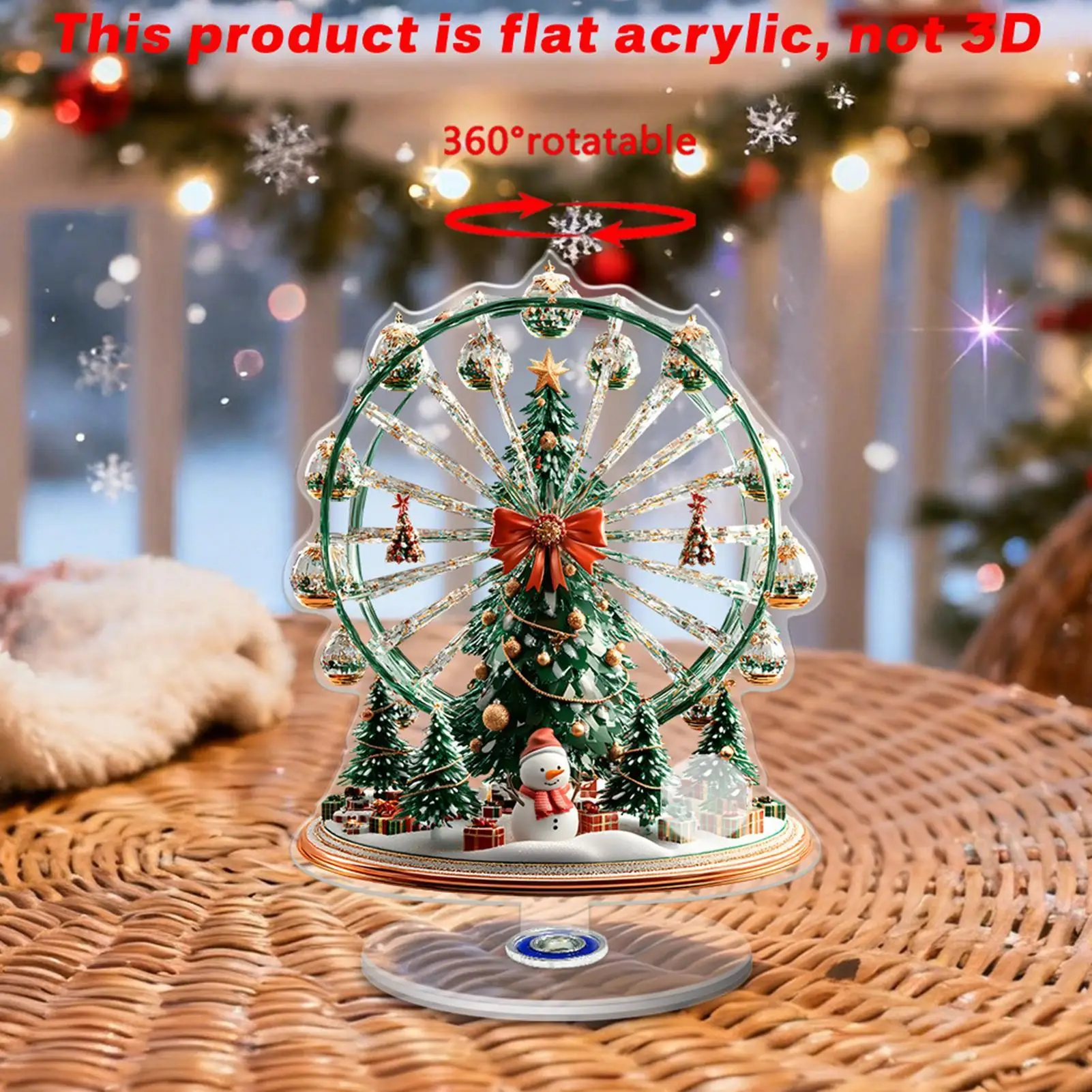 Christmas Table Centerpieces 2D Ferris Wheel Centerpieces Rotating Base Christmas Decorations For Table With Tree Design For