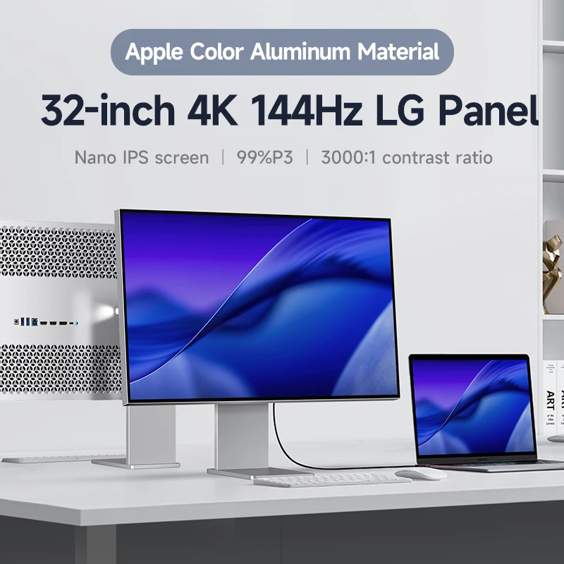 شاشة 32 بوصة 144 هرتز 3840*2160 شاشة نانو IPS سوداء 92%Adobe RGB 102% NTSC حامل مريح لحماية العين مع جسم من سبائك الألومنيوم #1