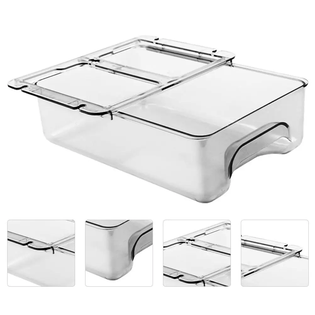 1Pcs Under Desk Drawer Box Hidden Stationery Organizer for Pens Rulers Jewelry Sundries Desktop Space Saver Transparent Sturdy