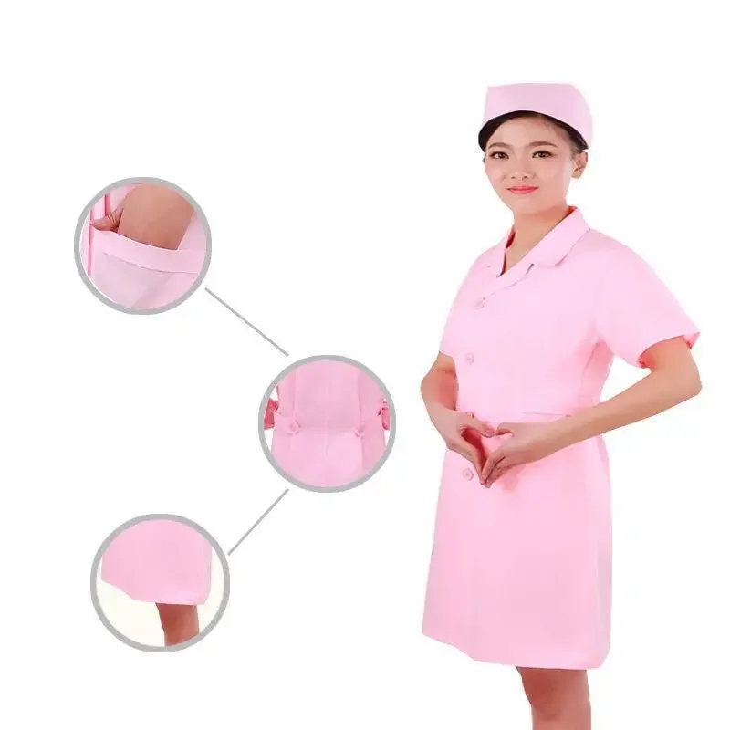 2025 Krankenschwesteruniform, Laboruniform für Frauen, Uniformen, Arbeitskleidung, Apotheke, weißer Mantel, Kostüm, weiblich, Spa, Schönheitssalon, langes Jackenkleid